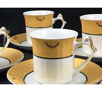 Topkapi Lot de 6 tasses Gloria Gold en porcelaine avec décor doré pour 6 personnes