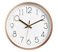 Topkey 12" Moderne Horloge Murale Mute Silencieuse Pendule Murale pour La Chambre Cuisine Salon - Or Rose