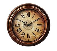 Topkey 30cm Horloge Murale Silencieuse Vintage Pendules Murales pour Le Salon Cuisine Chambre à Coucher Bureau à Domicile - Marron