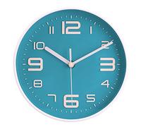 Topkey 8'' Horloge Murale Silencieuse Ronde à Gros Chiffres, Facile à Lire, pour La Cuisine Horloge Murale DéCorative Moderne sans Tic-Tac pour La Chambre à Coucher, Le Bureau Et L'éCole - Sarcelle