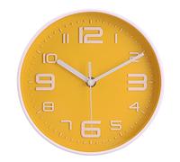 Topkey 8 Pouces Horloge Murale Silencieuse Ronde à Gros Chiffres, Facile à Lire, pour La Cuisine Horloge Murale DéCorative Moderne sans Tic-Tac pour La Chambre à Coucher, Le Bureau Et L'éCole - Jaune