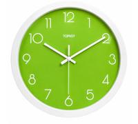 Topkey Horloge Murale 30,5 cm, silencieuse, sans tic-tac, Horloge Murale décorative Moderne pour Salon, Chambre à Coucher et Cuisine - Vert