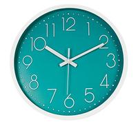 Topkey Horloge Murale 30,5 cm, silencieuse, sans tic-tac, Horloge Murale décorative Moderne pour Salon, Chambre à Coucher et Cuisine - Vert Sarcelle