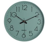 Topkey Horloge Murale Ronde décorative silencieuse sans tic-tac avec Chiffres Arabes pour Bureau, Salon, Chambre à Coucher, Cuisine (Piles Non incluses), Bleu Brume - 30,5 cm