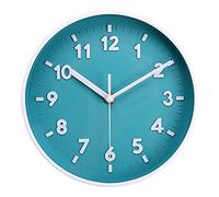 Topkey Horloge Murale Ronde silencieuse 8 Pouces - Facile à Lire - Grands Chiffres - Moderne - Pas de tic-tac - Horloge Murale décorative pour la Cuisine, la Chambre, Le Bureau, l'école - Sarcelle