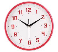 Topkey Horloge murale ronde silencieuse de 22,9 cm de style moderne sans tic-tac décoratif pour chambre à coucher, bureau, salle d'étude, cuisine, horloge murale - Rouge