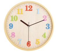 Topkey Horloge murale ronde silencieuse de 30,5 cm pour enfants - Chiffres arabes colorés - Facile à lire - Pour salon, chambre à coucher, école et maternelle - Chiffres de couleur