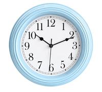 Topkey Horloge Murale silencieuse de Cuisine 22,9 cm rétro sans tic-tac décoratif Chambre Bureau Horloge Murale - Bleu