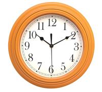 Topkey Horloge murale silencieuse de cuisine de 22,9 cm rétro sans tic-tac - Horloge murale décorative pour chambre à coucher ou bureau - Orange jaune