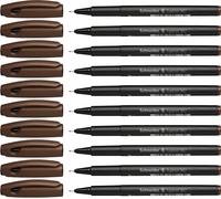 Topliner 967 Stylo Feutre (Fineliner, Pointe Fine 0,4 Mm) Lot De 10, Marron