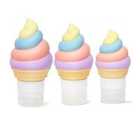 Toplive Forme de crème glacée Flacons de Voyage en Silicone,3 Pack Flacons de Voyage à Remplir, Etanches, Flacons Cosmétiques à Remplir de Voyage, Récipient, Sans BPA,Pour Remplir de Lotion