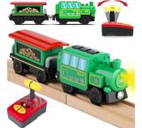 TOPLIVING Accessoires de train en bois, locomotive télécommandée avec moteur puissant, compatible avec tous les systèmes de chemin de fer