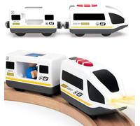 TOPLIVING Ensemble de rails de chemin de fer à piles en bois jouet à grande vitesse pour enfants âgés de 3 4 5 ans garçons enfants attaches magnétiques voiture de ville avec figurines