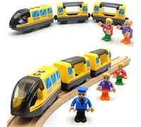 TOPLIVING Train à Piles, Connexion magnétique, Train Intercity avec Figurines pour Circuits de Train en Bois, Jouet de Train pour Enfants de 3 à 5 Ans (Piles et Rails Non Inclus)