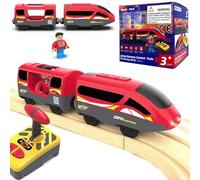 TOPLIVING Train de locomotive à piles, train télécommandé pour kit de rail, trains de locomotives puissants, compatibles avec toutes les marques courantes de systèmes ferroviaires (sans voie en bois)