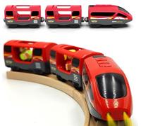TOPLIVING Train de train électrique en bois - Jouet pour enfants - Locomotive (connexion magnétique) - Compatible avec rails en bois - Jouet pour enfants