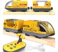 TOPLIVING Train de train motorisé en bois télécommandé avec connexion magnétique - Train de locomotive à piles pour tout-petits - Compatible avec Thomas, Brio, Chuggington (sans piste)