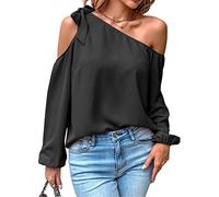 Toplop Chemisier Femme Manches Longues Chemise Épaules Dénudées : Festif Élégant Haut Sexy Hauts Automne Printemps Décontracté Tunique Chemisier Femme avec Carmen Chemisier Chemise Volants Col Rond,