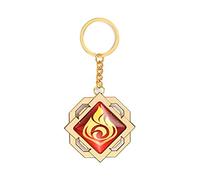 TopLucky Genshin Porte-clés lumineux en forme de clé avec vision Liyue Pyro Doré, jaune, M