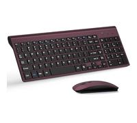 TopMate Ensemble clavier et souris sans fil ultra fin 2,4 G 2,4 G Souris USB 2400 DPI et interrupteur ciseaux avec housse, piles incluses, pour PC/ordinateur portable/Windows/Mac - Bordeaux