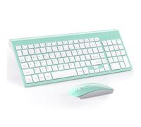 TopMate Ensemble clavier et souris sans fil ultra fin 2,4 G 2,4 G Souris USB 2400 DPI et interrupteur ciseaux avec housse, piles incluses, pour PC/ordinateur portable/Windows/Mac - Vert menthe