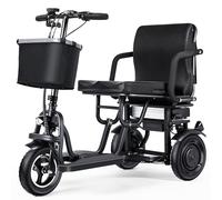 TopMate ES11 Scooter Électrique 3 Roues,Léger et Pliable,Double Moteur-Noir | Scooter de Mobilité Électrique pour Seniors, Siège Ergonomique, Batterie Amovible, 3+1 Vitesses, E-Trike avec Panier