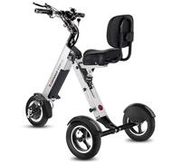 TopMate Tricycle Électrique Coussin D'assise avec Dossier, Léger Tricycle avec Batterie Amovible 36 V 7,8 Ah, Fonction Marche Arrière et Interrupteur à Clé pour Les Déplacements et Les Voyages