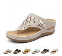 Topmis Ladies Orthopaedic Sandals for Women, Wide Fit Wedge Flip Flops with Arch Support, Comfortable Toe Post Slip On Platform Sandals, Non Slip Summer Beach Walking Slippers(Gray,40EU)