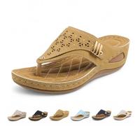 Topmis Ladies Orthopaedic Sandals for Women, Wide Fit Wedge Flip Flops with Arch Support, Comfortable Toe Post Slip On Platform Sandals, Non Slip Summer Beach Walking Slippers(Yellow,40EU)