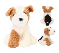 Depesche 13765 TOPModel Fur Ever Friends - Doudou Chien Arlo, avec Fourrure bouclée en crème, Marron et Noir, Peluche d'env. 16 cm