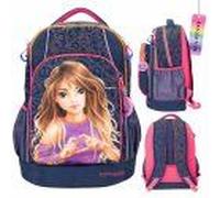 Depesche 12739 TOPModel Night Light - Sac à Dos Scolaire en Bleu foncé avec Motif de modèle, Sac d'école avec Bretelles réglables et Pendentif