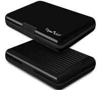 TopMost Portefeuille en Aluminium avec Blocage RFID | Porte-Cartes de crédit Unisexe | Fentes pour 12 Cartes et Billets | Noir, 11 x 7,5 x 2cm | Porte-Cartes et Portefeuilles