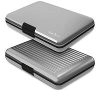 TopMost Portefeuille en Aluminium avec Blocage RFID | Porte-Cartes de crédit Unisexe | Fentes pour 12 Cartes et Billets | Argent, 11 x 7,5 x 2cm | Porte-Cartes et Portefeuilles