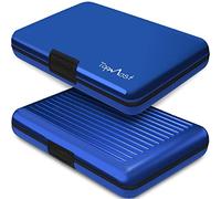 TopMost Portefeuille en Aluminium avec Blocage RFID | Porte-Cartes de crédit Unisexe | Fentes pour 12 Cartes et Billets | Bleu, 11 x 7,5 x 2cm | Porte-Cartes et Portefeuilles