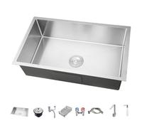 Topmount Évier de cuisine en acier inoxydable 304 à cuve unique pour camping-car, remorque de voyage, garage (C, 32 x 32 cm)