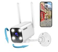 Topodome Caméra de Surveillance WiFi Extérieure, PTZ Camera IP 180°/70° Rotation, Vision Nocturne (Couleur et Infrarouge), Suivi Automatique, Audio Bidirectionnel, Détection Forme Humaine, Sirène