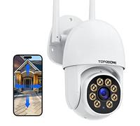 Topodome Camera Surveillance WiFi Extérieure, PTZ Caméra IP 350°/120° Rotation, Vision Nocturne (Couleur et Infrarouge), Suivi Automatique, Audio Bidirectionnel, Détection Humaine, Sirène, IP66