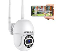 Topodome Caméra Wi-FI pour Intérieur et Extérieur avec Infrarouge Invisible 940nm, Caméra de Surveillance PTZ 1080P, Vision Nocturne en Couleur, 2-Way Audio, Suivi Automatique, Détection de Personnes