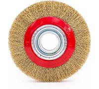 Topolenashop Brosse circulaire disque fil acier 175 mm (7 pouces) pour meule de banc - Brosse à fil ondulé en acier pour ébavurage, satinature et polissage des métaux 9363544