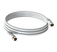 topolenashop Câble d'antenne TV coaxial 5 m 75 Ohm SAT coaxial satellite TV, double blindage, prise IEC, couleur blanche (5 m)