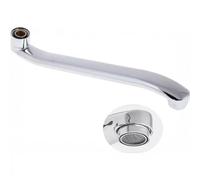 Topolenashop Canne de rechange chromée 30 cm pour robinet mural bec pivotant universel pour mitigeur cuisine ou baignoire raccord standard, courbe orientable, finition brillante anti-corrosion 69673