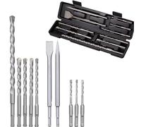 Topolenashop Embouts SDS Plus, 10 pièces avec ciseaux pour perceuse à percussion pour béton, brique, maçonnerie, marbre, granit - étui inclus VHT02599
