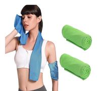 topolenashop Lot de 2 serviettes rafraîchissantes en microfibre, 30 x 85 cm, serviette de gym, yoga, remise en forme, pour le sport et l'entraînement (vert fluo, 30 x 85 cm)