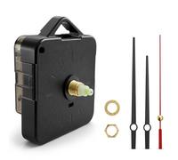 topolenashop Mécanisme de mouvement d'horloge murale à quartz 12 mm avec 2 paires d'aiguilles noires et aiguille des secondes rouge - Kit de rechange silencieux pour réparation et création de montres
