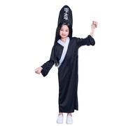 TOPOQ Costume de fantôme d'Halloween pour enfants - Costume de zombie chinois - Cape de fantôme avec cape noire et accessoire à longue langue, costume d'Halloween, fête, déguisement, accessoires de