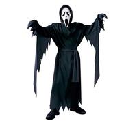 TOPOQ Costume d'Halloween de faucheuse fantôme criant pour enfants et adultes, costume de sorcier démon, vampire noir, cape à capuche, masque amovible, gants