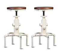 Topower American Antique Vintage Industrial Barstool Bar Bar Bar Bar en Bois Massif avec Design hydraulique pour café/café (Blanc Antique, 2)