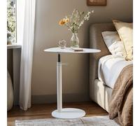Topower Table d'appoint en forme de C, table de chevet, table d'appoint de canapé, petite table basse, hauteur réglable, cadre en métal, pour salon, chambre à coucher, véranda, blanche