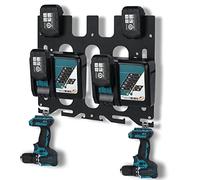 TOPOWN 3en1 Support Mural pour Makita Batteries 18V 14.4V, pour Makita Chargeurs, pour 2x DC18RC ou 1x DC18RD, Support de 4 et Perceuses Sans fil, Noir