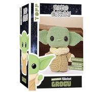topp Funkogurumi Grogu. Kit de crochet non officiel : mode d'emploi, fil en 3 couleurs (63% coton, 37% polyacrylique), ouate de remplissage, crochet 2,5 mm, yeux de sécurité, marqueurs de maille,